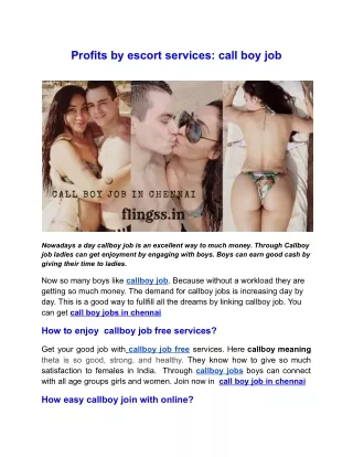 Profits by escort services: call boy job