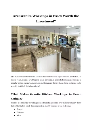 Are Granite Worktops in Essex Worth the Investment