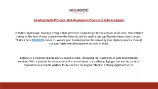 Elevating Digital Presence: Web Development Services in India by Eglogics