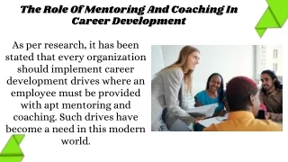 The Role Of Mentoring And Coaching In Career Development