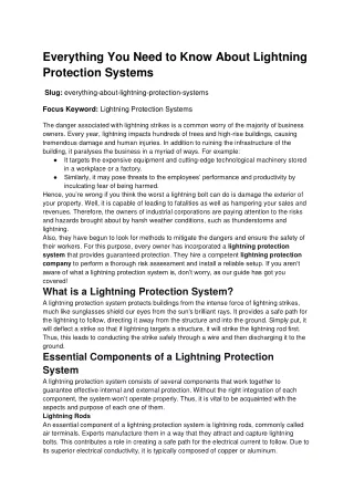 Everything You Need to Know About Lightning Protection Systems