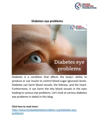 Diabetes eye problems-best diabetic hospital in erode