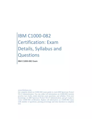 IBM C1000-082 Certification: Exam Details, Syllabus and Questions