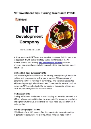 NFT Development Solutions - Bitdeal