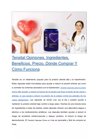 Tensital Opiniones, Ingredientes, Beneficios, Precio, Dónde Comprar Y Cómo Funciona