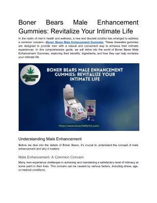 Boner Bears Male Enhancement Gummies_ Revitalize Your Intimate Life