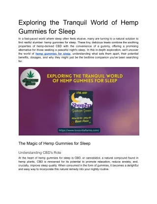 Exploring the Tranquil World of Hemp Gummies for Sleep