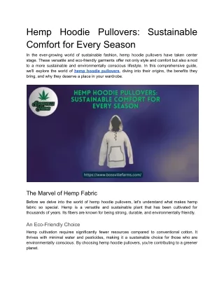 Hemp Hoodie Pullovers_ Sustainable Comfort for Every Season