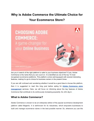 Why is Adobe Commerce the Ultimate Choice for Your Ecommerce Store?