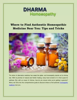 Where to Find Authentic Homeopathic Medicine Near You