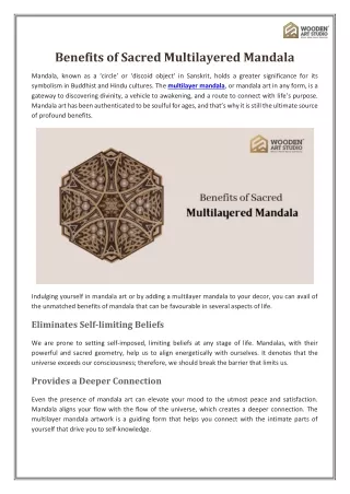 Benefits of Sacred Multilayered Mandala