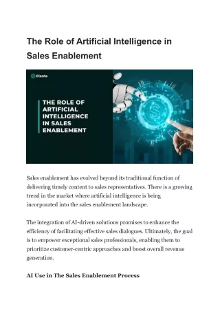 The Role of Artificial Intelligence in Sales Enablement