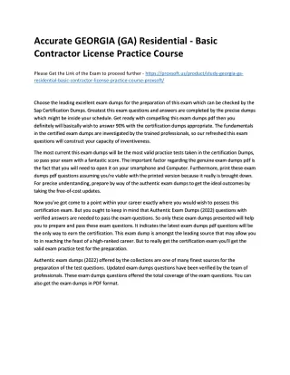 Accurate GEORGIA (GA) Residential - Basic Contractor License Practice Course