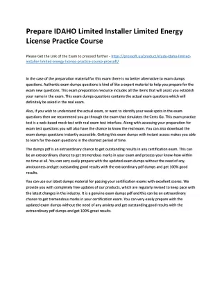 Prepare IDAHO Limited Installer Limited Energy License Practice Course