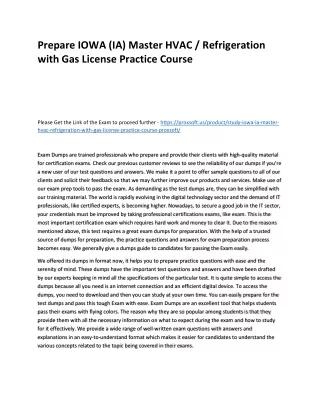 Prepare IOWA (IA) Master HVAC / Refrigeration with Gas License Practice Course