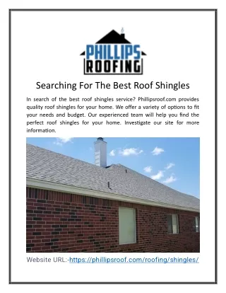 Searching For The Best Roof Shingles