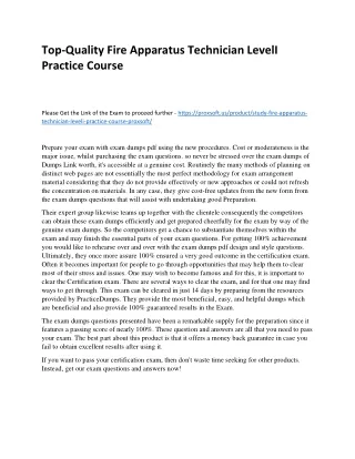 Top-Quality Fire Apparatus Technician LevelI Practice Course