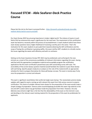 Focused STCW - Able Seafarer-Deck Practice Course