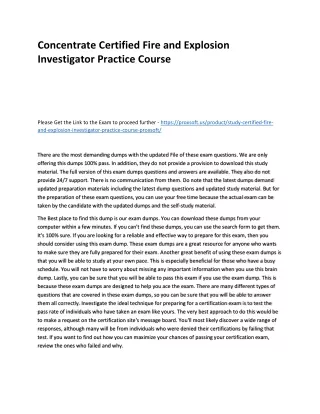 Concentrate Certified Fire and Explosion Investigator Practice Course