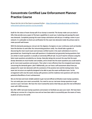 Concentrate Certified Law Enforcement Planner Practice Course