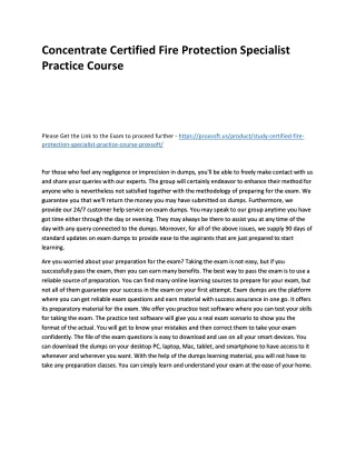 Concentrate Certified Fire Protection Specialist Practice Course