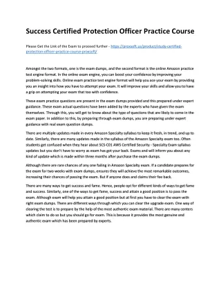 Success Certified Protection Officer Practice Course