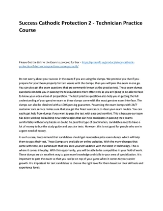 Success Cathodic Protection 2 - Technician Practice Course