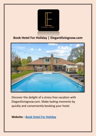 Book Hotel For Holiday | Elegantlivingnow.com