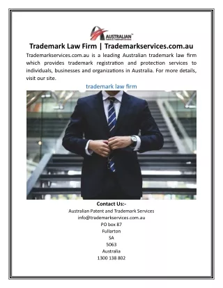 Trademark Law Firm | Trademarkservices.com.au