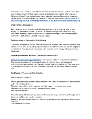 A Comprehensive Guide to Concussion Physiotherapy Edmonton