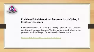 Christmas Entertainment For Corporate Events Sydney  Eekidsparties.com.au