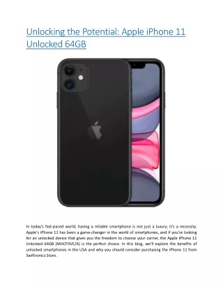 Apple iPhone 11 Unlocked 64GB