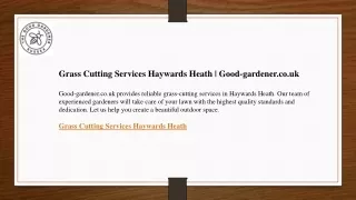 Grass Cutting Services Haywards Heath  Good-gardener.co.uk