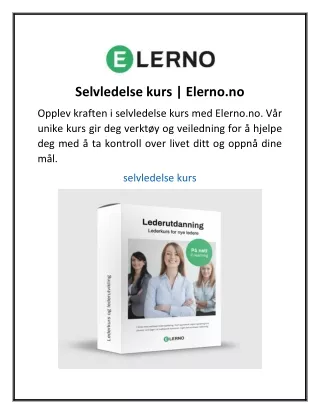 Selvledelse kurs  Elerno.no