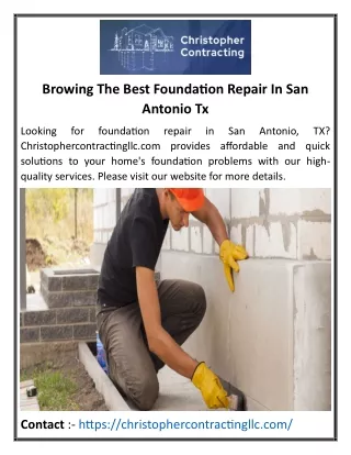 Browing The Best Foundation Repair In San Antonio Tx