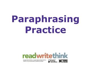 Paraphrasing Practice