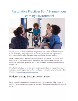 Restorative practices in education