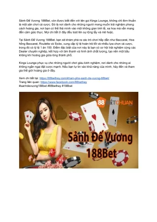 Hướng dẫn cách tham gia Sảnh Đế Vương 188bet chi tiết tại 88bethay.