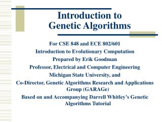 Introduction to Genetic Algorithms