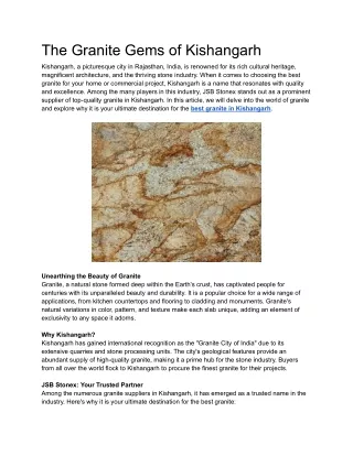 The Granite Gems of Kishangarh