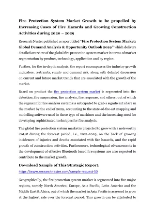 Fire Protection System Market Growth opportunities and Demand Forecast 2029