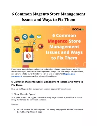 6 Common Magento Store Management Issues and Ways to Fix Them