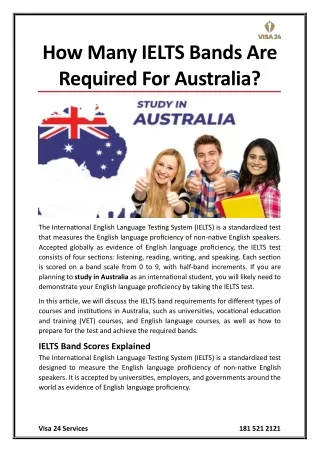 How Many IELTS Bands Are Required For Australia