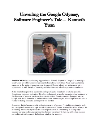 Kenneth Yuan - Unveiling the Google Odyssey, Software Engineer's Tale