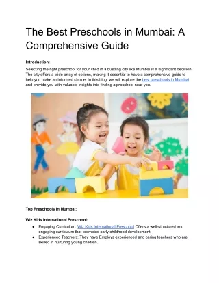 The Best Preschools in Mumbai_ A Comprehensive Guide