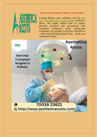 Best Hair Transplant Surgeon in Kolkata | Aesthetica Roots