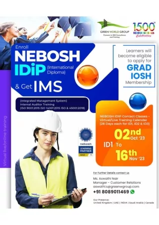 Creating the Global Leaders in HSE Industry - Nebosh I dip - Green World Group.