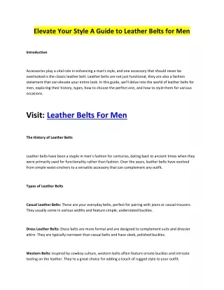 Leather Belts for Men