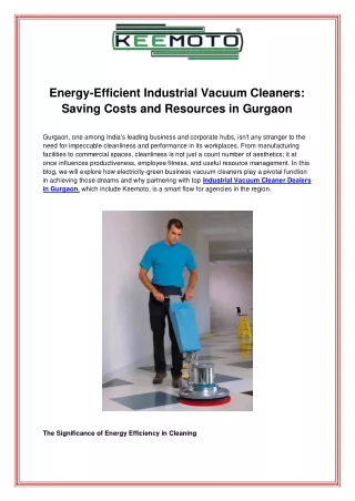 Energy Efficient Industrial Vacuum Cleaners Saving Costs and Resources in Gurgaon