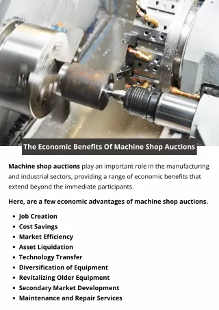 The Economic Benefits Of Machine Shop Auctions